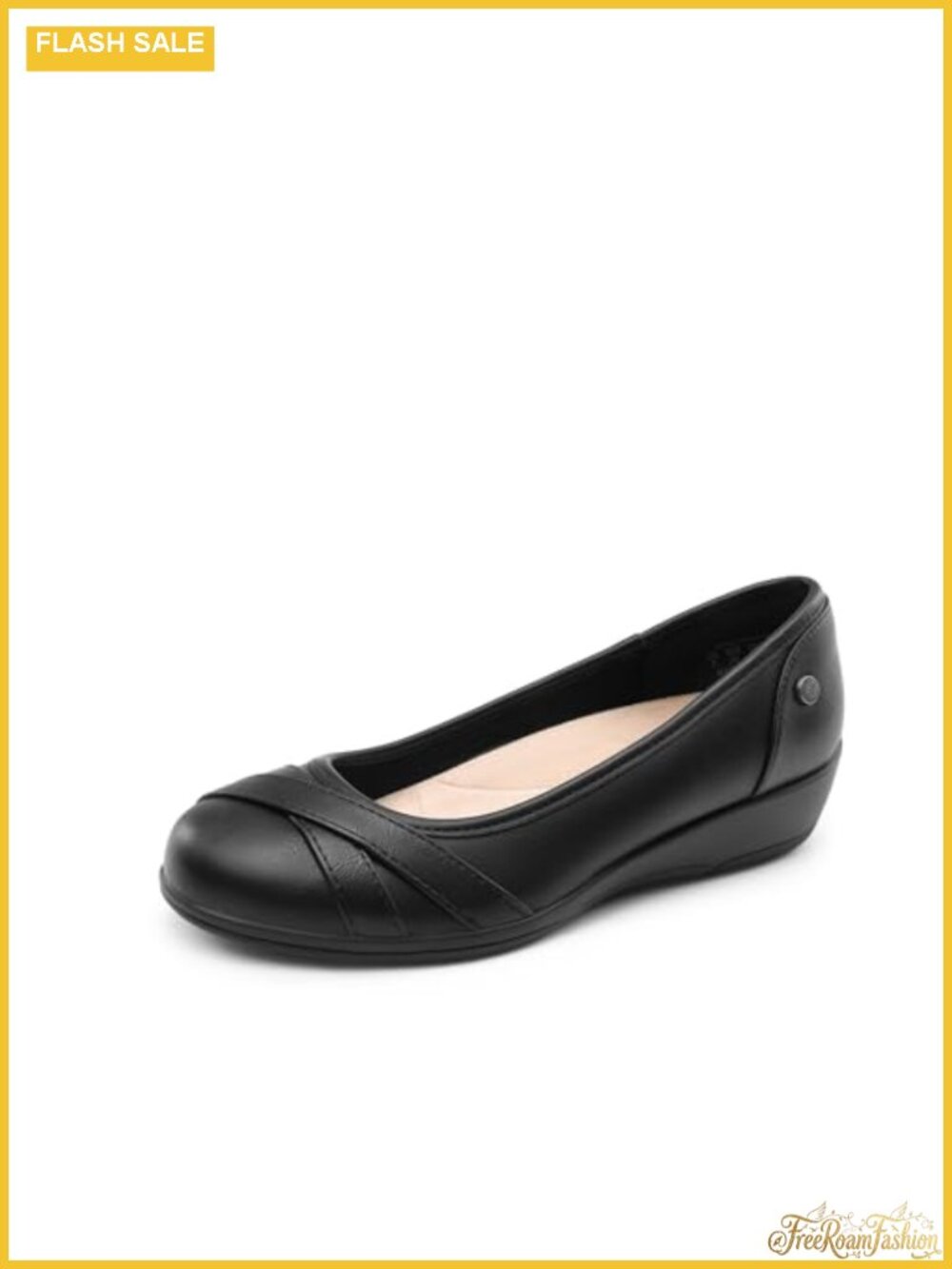 Faux Leather Ballet Flats Wedge Comfort Work Shoes